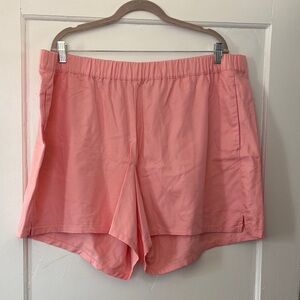 Madewell Plus Size 2X Bright Pink Coral Chino Elastic Waistband Shorts NWT